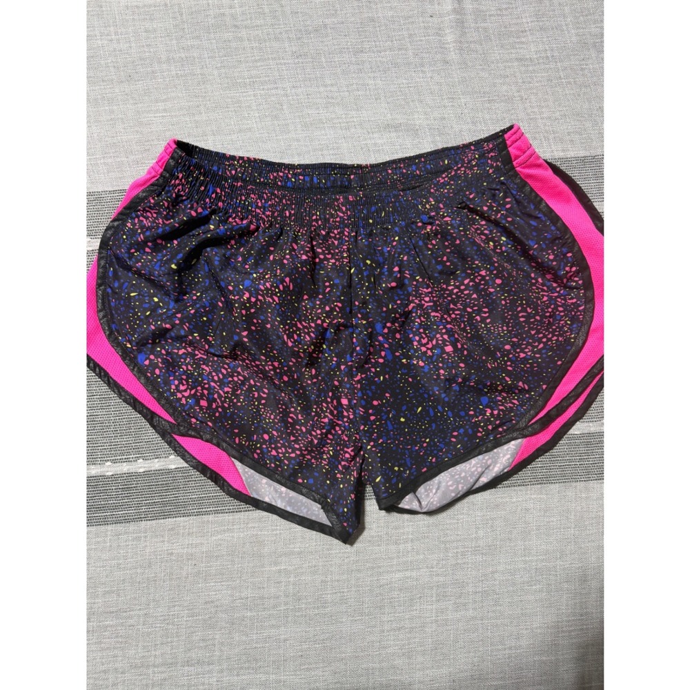 Soffe Womens Junior Medium Black Neon Paint Splatter Low Rise Running Shorts